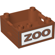 Duplo Container Box 4 x 4 with Studs on Corners with Zoo Print (47423pr0007)