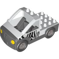 Duplo Truck Pickup Flatbed with Dark Bluish Gray Base with Zebra Stripes Print (47440c01pr0001)
