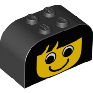 Brick Curved 2 x 4 x 2 Double with Yellow Girl Face Print (4744pr0001)