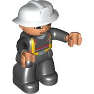 Duplo Figure with Fireman Helmet White, and Nougat Face and Hands (47517pr0004)