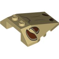 Wedge Sloped 4 x 4 Triple, Stud Notches with Dino Skull, Reddish Brown Eye/Nose Holes Print (48933pr0009)