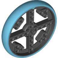 Wheel 88 x 14 with 4 Black Spokes with 4 Holes, 4 Inserts and Medium Azure Integral Tire (49295pat0001)