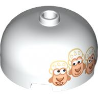 Brick Round 3 x 3 Dome with Center Stud with 3 Sheep print (49308pr0003)