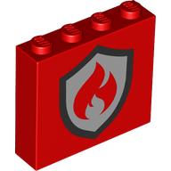 Brick 1 x 4 x 3 with Fire Logo Print (49311pr0010)