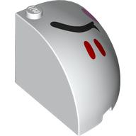 Brick Round Corner 4 x 4 x 3 Quarter Dome Top with Closed Black Eyes, Red Stripes, Bright Pink Cheek, Right (49612pr0003)