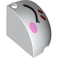 Brick Round Corner 4 x 4 x 3 Quarter Dome Top with Closed Black Eyes, Red Stripes, Bright Pink Cheek, Left (49612pr0004)