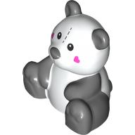 Duplo Animal Bear, Sitting with Dark Bluish Grey Ears, Legs, Dark Pink Hearts on Cheeks, Sew Line on Forehead print (49989pr0003)