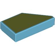 Tile 1 x 2 with Stud Notch Left with Olive Green Print (5091pr0001)