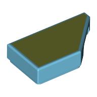 Tile 1 x 2 with Stud Notch Right with Olive Green Print (5092pr0001)