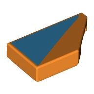 Tile 1 x 2 with Stud Notch Right with Medium Azure Triangle Print (5092pr0002)