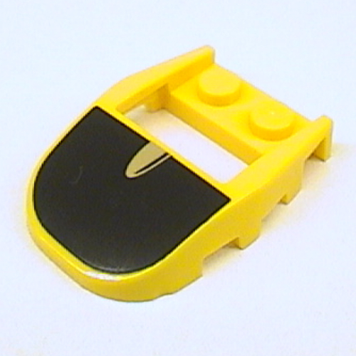 Wedge Curved 4 x 3 Recessed Back with Opening, Two Studs with Black and Silver Print (50948pr0001)