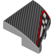Slope Curved 2 x 2 with Stud Notch Left with Black Stripes, Black/White Headlight, Red Border print (5095pr0001)