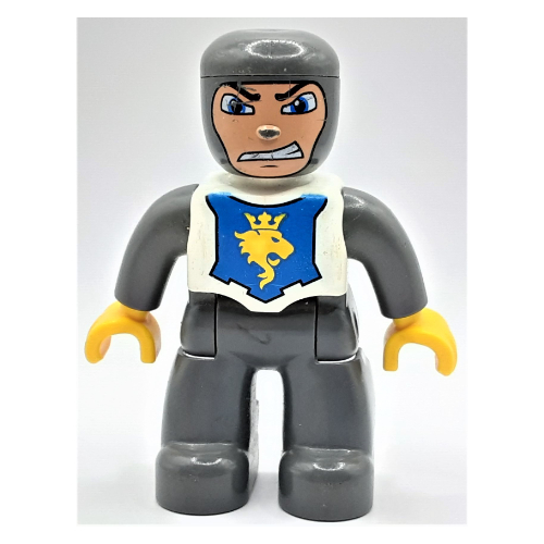 Duplo Figure with Rounded Head with Dark Bluish Gray Legs, White Chest, Dark Bluish Gray Arms, Yellow Hands (51741pr0022)
