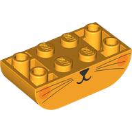 Brick Curved Double 2 x 4 Inverted with Kitten/Cat Face, Dark Orange Cheeks print (5174pr0002)