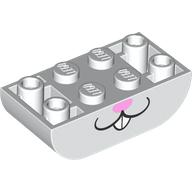 Brick Curved Double 2 x 4 Inverted with Bunny/Rabbit Face, Bright Pink Nose print (5174pr0004)