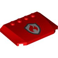 Slope Curved 4 x 6 x 2/3 Triple Curved with 4 Studs with Red Flames on Silver Shield print [Fire Fighters] (52031pr0005)