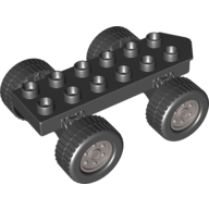 Duplo Car Base 2 x 6 with Four Black Wheels and Flat Silver Hubs (54007c03)