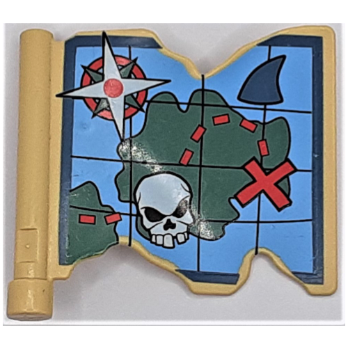 Duplo Flag 3 x 2 1/3, with Ragged Edge, Handle, and Treasure Map Print (54073pr0001)
