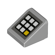 Slope 30° 1 x 1 x 2/3 (Cheese Slope) with Keypad, 8 White Buttons, 1 Yellow print (54200pr0004)