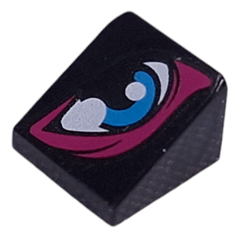 Slope 30° 1 x 1 x 2/3 with Dark Azure/White Eye, Dark Purple Outline print (54200pr0016)