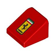 Slope 30° 1 x 1 x 2/3 (Cheese Slope) with Ferrari Logo print (54200pr0018)