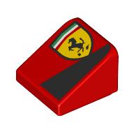 Slope 30° 1 x 1 x 2/3 (Cheese Slope) with Ferrari Logo, Black Triangle print (54200pr0019)