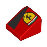 Slope 30° 1 x 1 x 2/3 (Cheese Slope) with Ferrari Logo, Black Triangle print (54200pr0020)