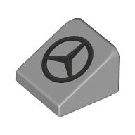 Slope 30° 1 x 1 x 2/3 (Cheese Slope) with Dark Bluish grey Mercedes Logo print (54200pr0022)