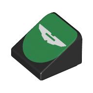 Slope 30° 1 x 1 x 2/3 (Cheese Slope) with White Aston Martin Logo on Green background print (54200pr0023)