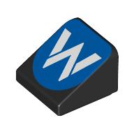 Slope 30° 1 x 1 x 2/3 (Cheese Slope) with White 'W' on Blue Background print (54200pr0026)
