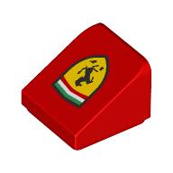 Slope 30° 1 x 1 x 2/3 (Cheese Slope) with Ferrari Logo print (54200pr0032)