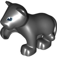 Duplo Animal Panther Cub with Raised Paw - Angular Eye with White Pupil Print (54528pr0003)