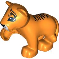 Duplo Animal Tiger Cub with Raised Paw - Black Fur Stripes on Face and Back Print (54528pr0004)