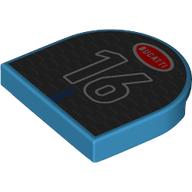 Tile Round 2 x 2 Half Circle with Black Grill, Red Bugatti Symbol, '16' print (5520pr0004)