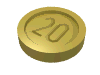 Money / Coin with "20" Sans-serif Type (57504)