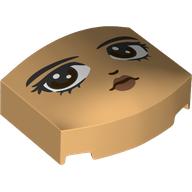 Wedge Curved 3 x 4 Triple, No Studs with Face, Black Eyebrows, Dark Brown Eyes, Peached Lips, Sideways Look print (5787pr0002)
