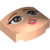 Wedge Curved 3 x 4 Triple, No Studs with Face, Brown Eyebrows, Eyes, Dark Pink Lips print (5787pr0004)