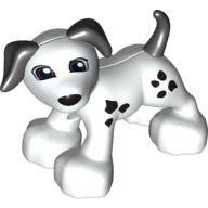 Duplo Animal Dog Large Paws with Black Ears and Tail and Spots, Eyes Looking Left Print (58057pr0003)