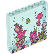 Panel 1 x 6 x 5 with Under Sea, Coral Coral, Seahorse, Lime Squid, Rocks, Bubbles print (59349pr0034)