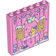 Panel 1 x 6 x 5 with Wooden Wall, Window, Bright Light Yellow Shutters, Cat, Lights, Snow print (59349pr0035)