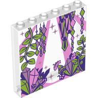Panel 1 x 6 x 5 with Bright Oink Light Beams, Lime Plants, Bright Pink/Lavender/Lime Crystals print (59349pr0036)