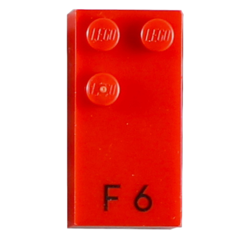 Braille Brick 2 x 4 with 3 Studs ⠋ and 'F 6' Print (60220pr0001)