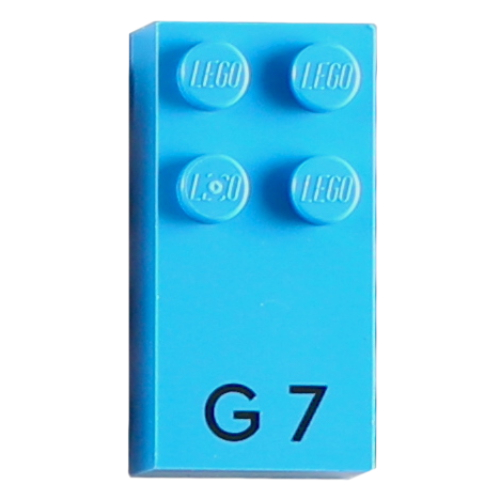 Braille Brick 2 x 4 with 4 Studs ⠛ and 'G 7' Print (60221pr0001)