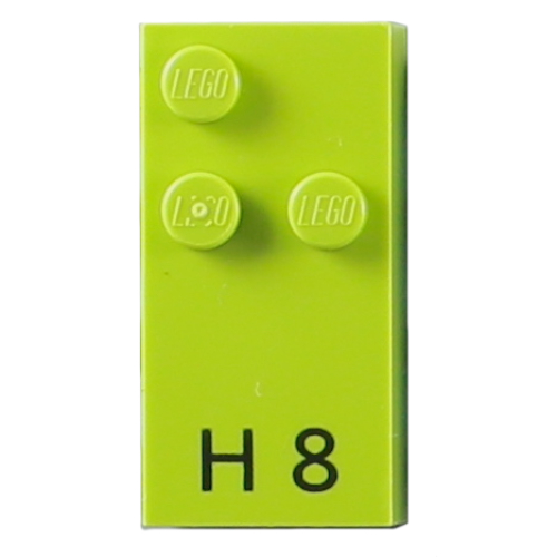 Braille Brick 2 x 4 with 3 Studs ⠓ and 'H 8' Print (60222pr0001)