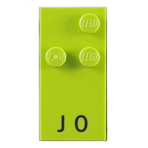 Braille Brick 2 x 4 with 3 Studs ⠚ and 'J 0' Print (60224pr0001)