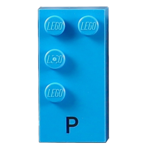 Braille Brick 2 x 4 with 4 Studs ⠏ and 'P' Print (60230pr0001)