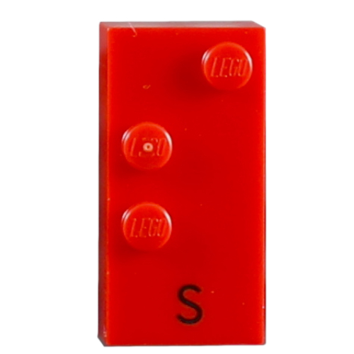 Braille Brick 2 x 4 with 3 Studs ⠎ and 'S' Print (60233pr0001)