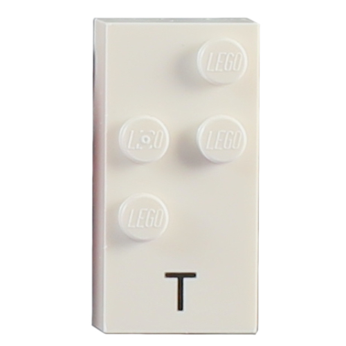 Braille Brick 2 x 4 with 4 Studs ⠞ and 'T' Print (60234pr0001)
