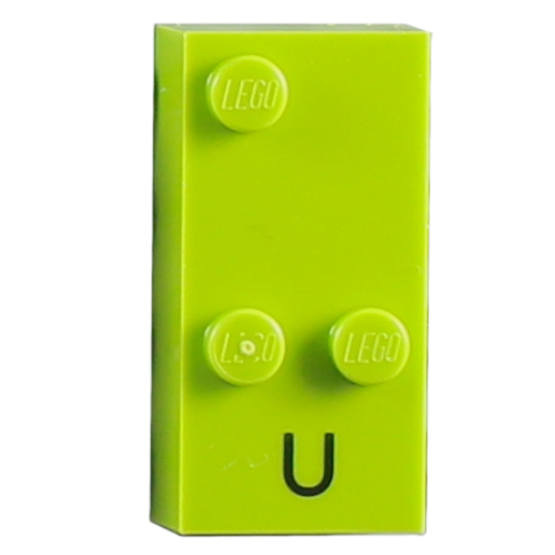 Braille Brick 2 x 4 with 3 Studs ⠥ and 'U' Print (60238pr0001)