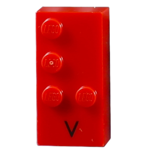 Braille Brick 2 x 4 with 4 Studs ⠧ and 'V' Print (60239pr0001)